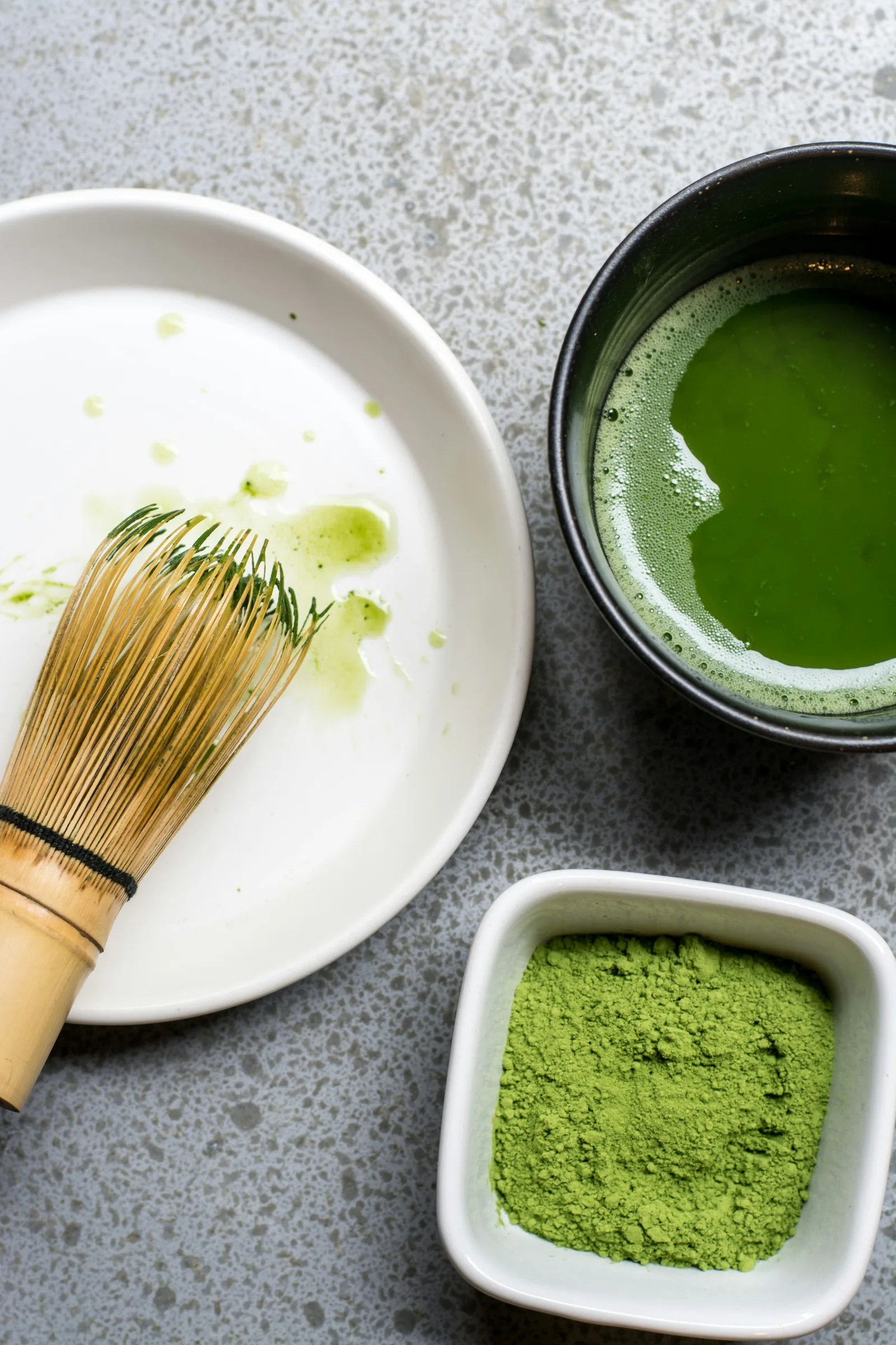 Matcha-style green powder being prepared, part of Ayuryogya's Gut Health & Detox range